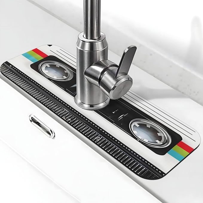 Scratch Back Retro Cassette Kitchen sink faucet pad, strong water absorption