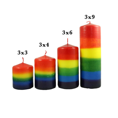 Candlestock Handmade Dripless Rainbow Pillar Candle - 3x9 Inches