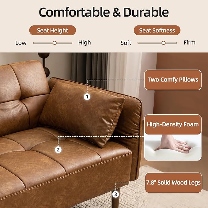 HALLYBEE 85” Futon Sofa Bed, Sleeper Sofa, Small Couch