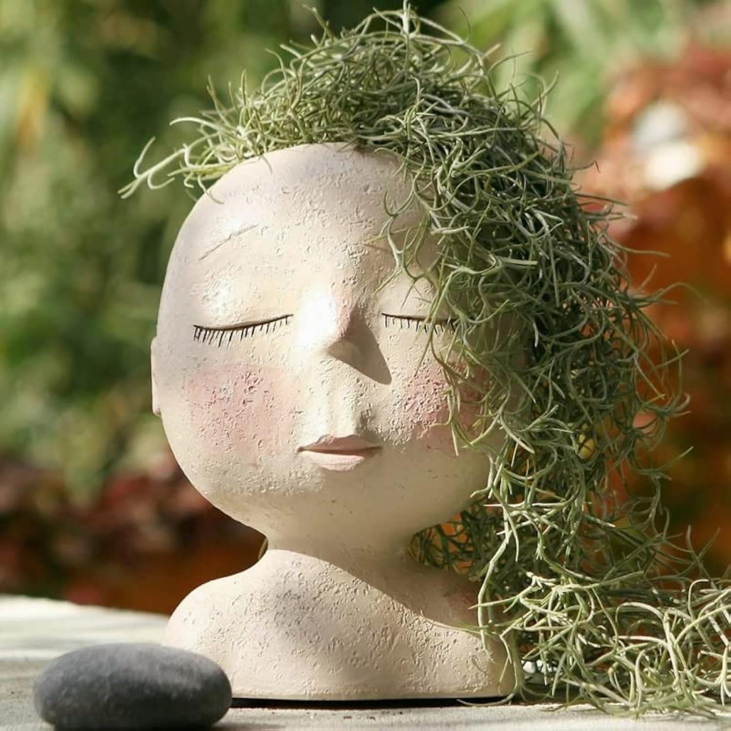 Face Planter Pots Head Planter, Succulent Planters, Lady Face Succulent Planter Resin Cactus Planter Lovely Head Plant Pot for Home Garden (Corlor B)