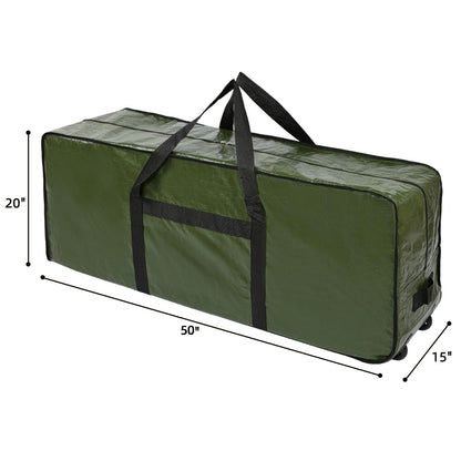 HOMEST Christmas Tree Storage Bag, Fits for 4.5-7 ft Xmas Artificials, Zippered Bag with Reinforced Carrying Handles and Wheels, Green (Bag Only)