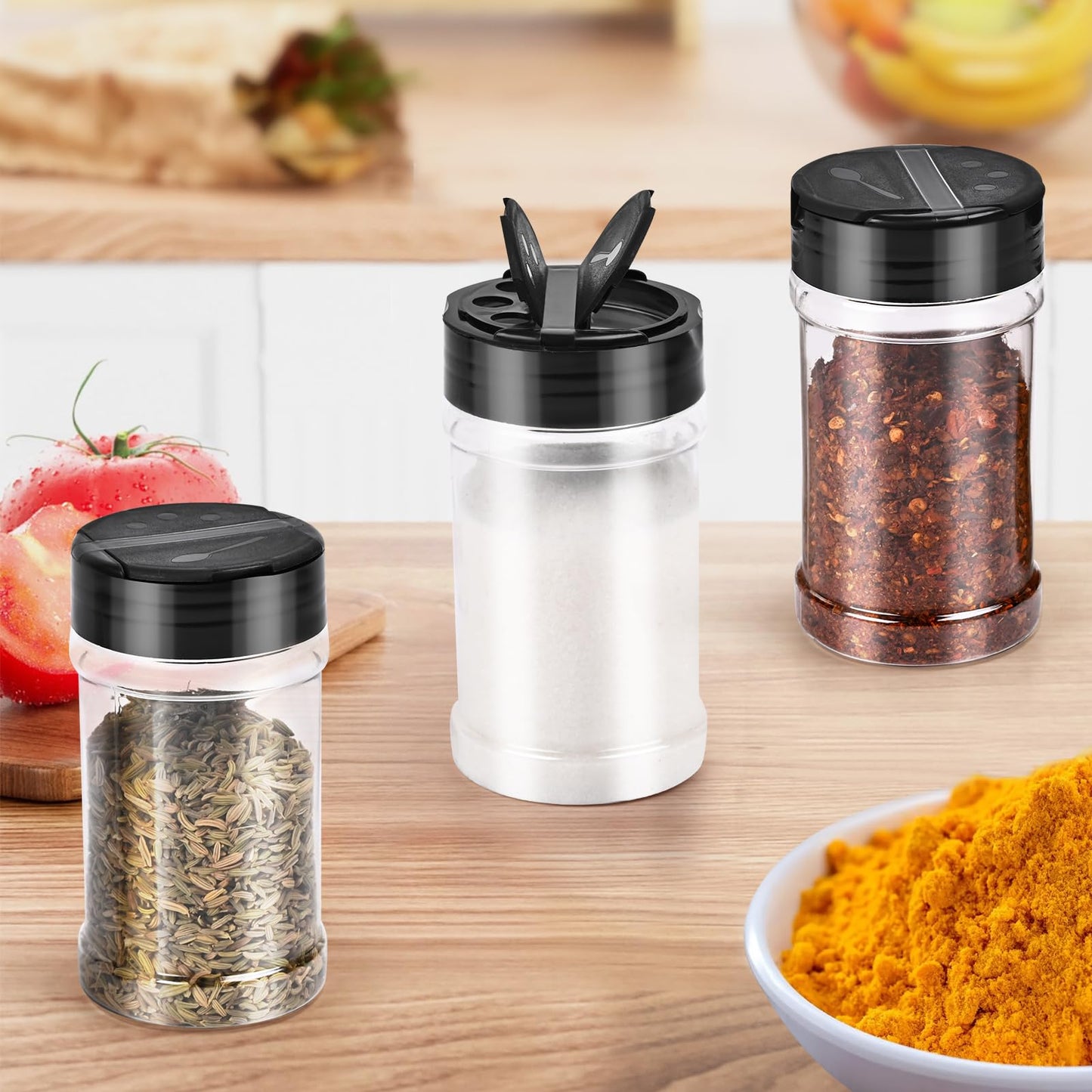 PPXHFV 36pcs 5.5oz plastic spice jars with shaker lids, plastic spice jars,seasoning bottles,Used to store seasoning powder.