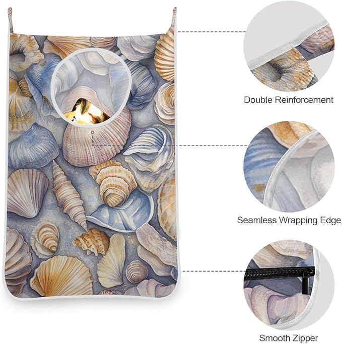 Hanging Laundry Hamper with Stainless Steel Hooks, Oxford Fabric Printing Door