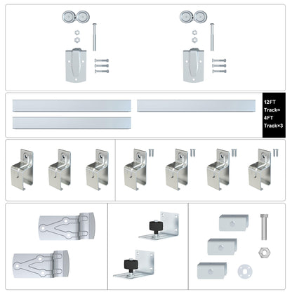 HARDJULAN 12FT Heavy-Duty Galvanized Steel Exterior Sliding Barn Door Hardware Kit, 450 lbs Capacity,Kit for Outdoor,Fit for MAX 1 Door Width 72in