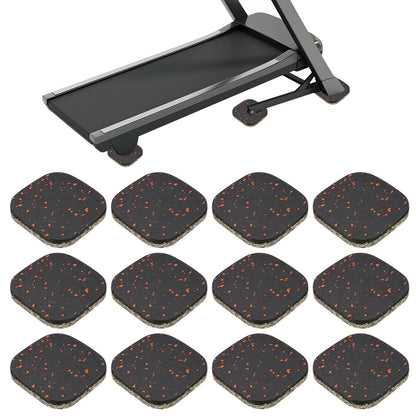 PATIKIL 12 Pcs Treadmill Mat Pads, 4x4x0.6 High Density Foam Anti Vibration Pad Sound Proof Floor Mat Exercise Equipment Mat for Carpet Protect Noise Reduction Home Gym, Orange