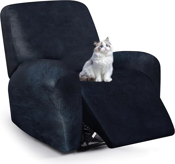 ANARACHON Leather Look Recliner Chair Covers, 4-Pieces Stretch Recliner Cover