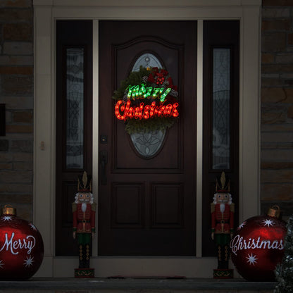 16Inch Merry Christmas Decoration Lights, Christmas Window Silhouette Lights, Double Side Sign Lamp Decoration for Holiday Indoor Wall Door Glass Decorations