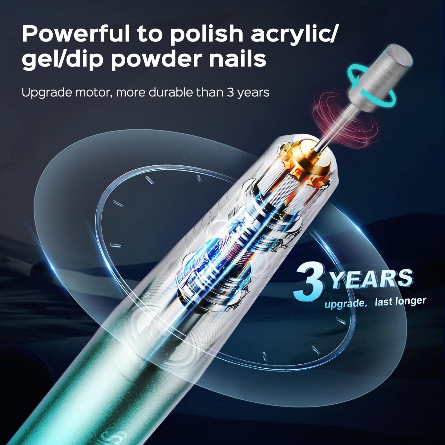 COSLUS Electric Nail Drill File Professional: for Acrylic Gel Dip Powder Nails Portable Nail Machine Kit Manicure Pedicure Tools Polishing Set with Nail Drill Bits Sanding Bands
