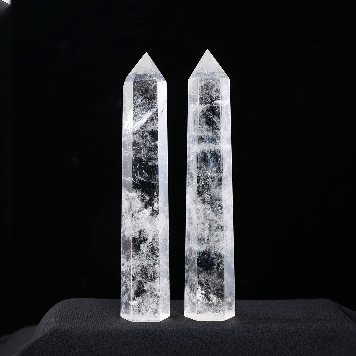 Apengshi Large Clear Quartz Natural Healing Crystal Tower 5.9"-6.3" 6 Faceted Single Point Chakra Crystal Wand Energy Meditation Stone Home Decor Collection Gift