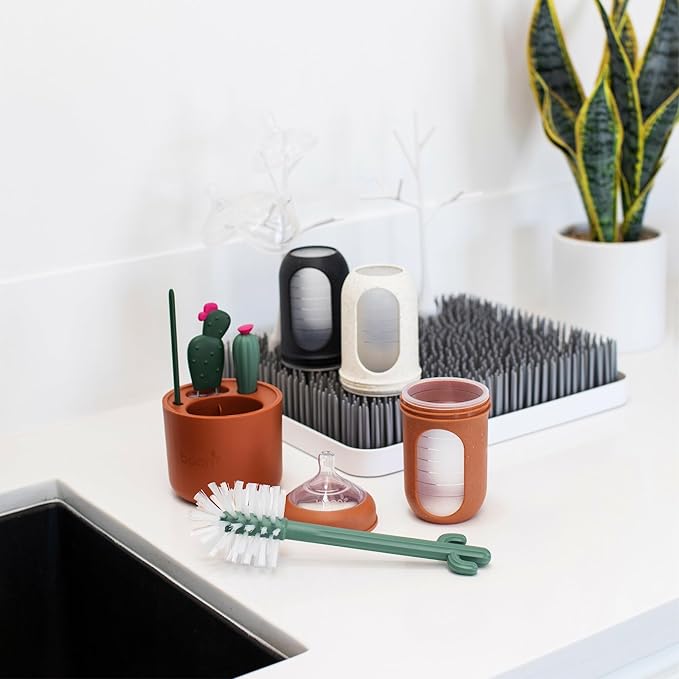 Boon Cacti Bottle Cleaning Brush Set, Terracotta, 4 Piece Set