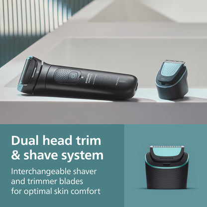 Philips Norelco Body Groomer 7000 Series, Men's Whole Body Groomer, Contour-Following 2D Flexing Head, Triple Protect Shave System & Intimate Body Hair Trimmer, 100% Showerproof, BG7480/50