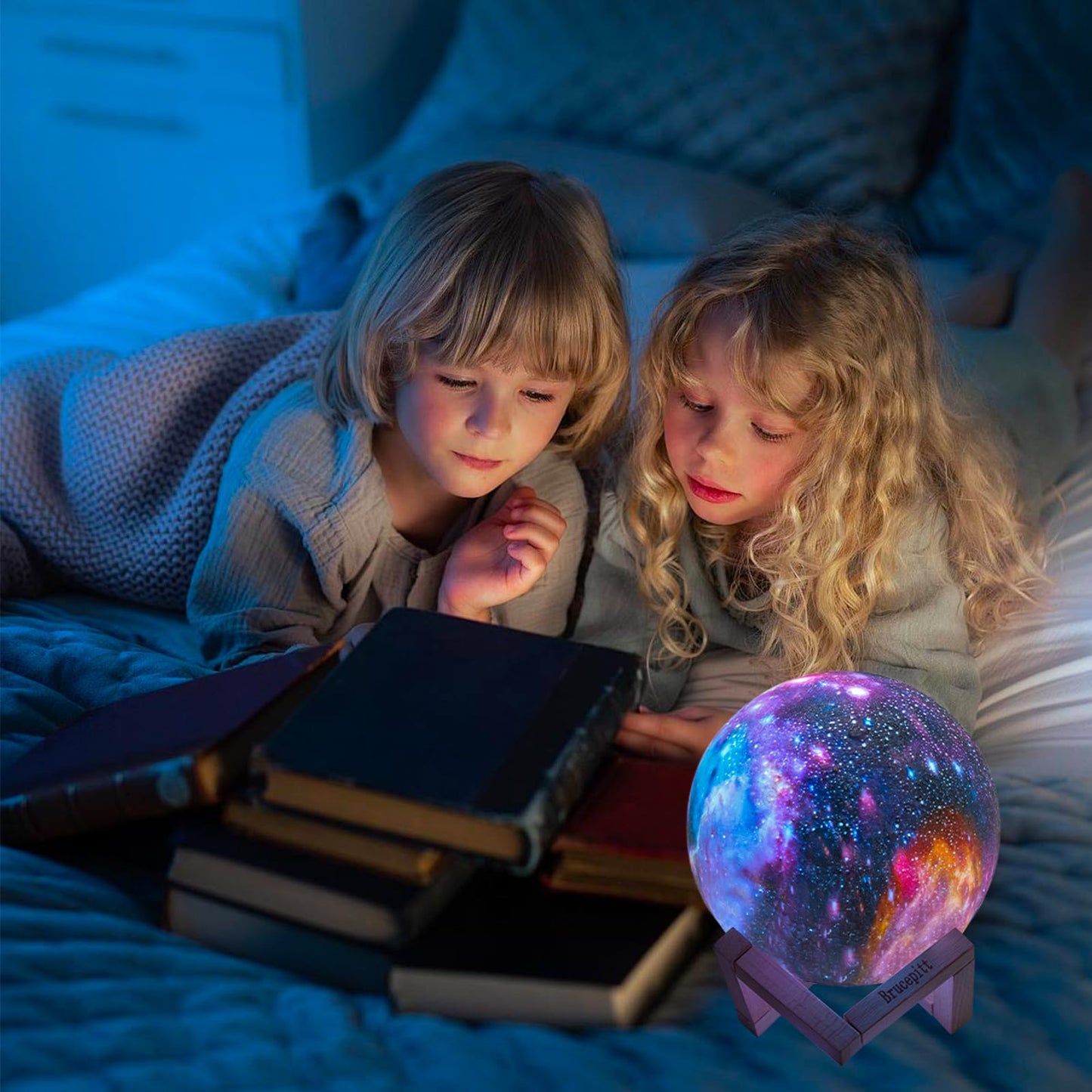 Brucepitt Moon Lamp Galaxy Lamp Upgraded Timing 4.7 Inch 16 Colors 3D Moonlight Galaxy Light,Moon Night Light for Adults,Kids Lamp Moon Gifts for Women Girls Boys Bedroom