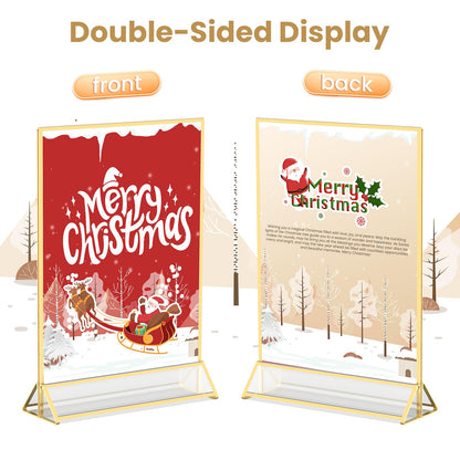 YOAEAILY Acrylic Sign Holder 8.5X11 Gold Frames Double-Sided Gold Picture Frames for Flyer Holder Menu Holder Wedding Table Number Holder Christmas Photo Frame with Removable Sticky Dots -6 Pack