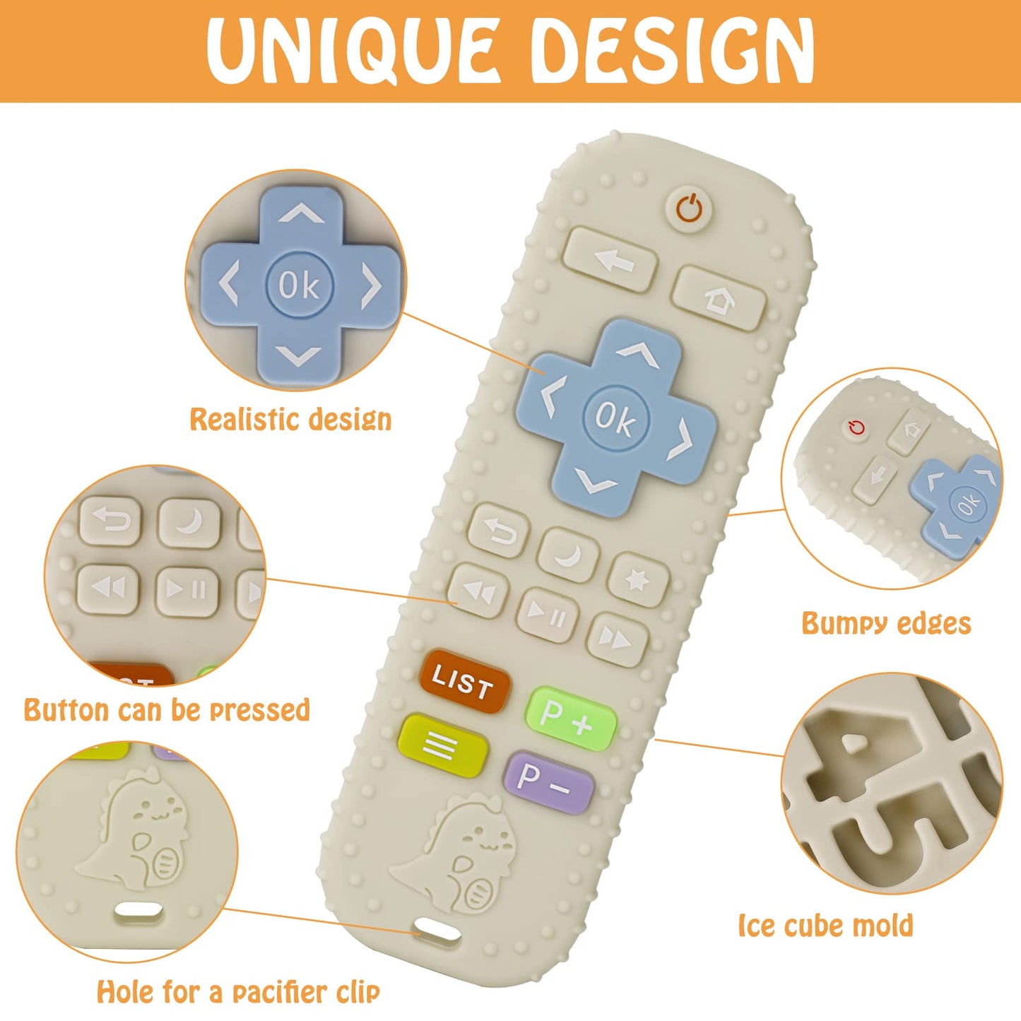 Teething Toys(2 Pack), Tinabless Baby Teether Toy Chew Toy for Babies 3-24 Months TV Remote Control Shape Teething Relief Baby Toys for Infants