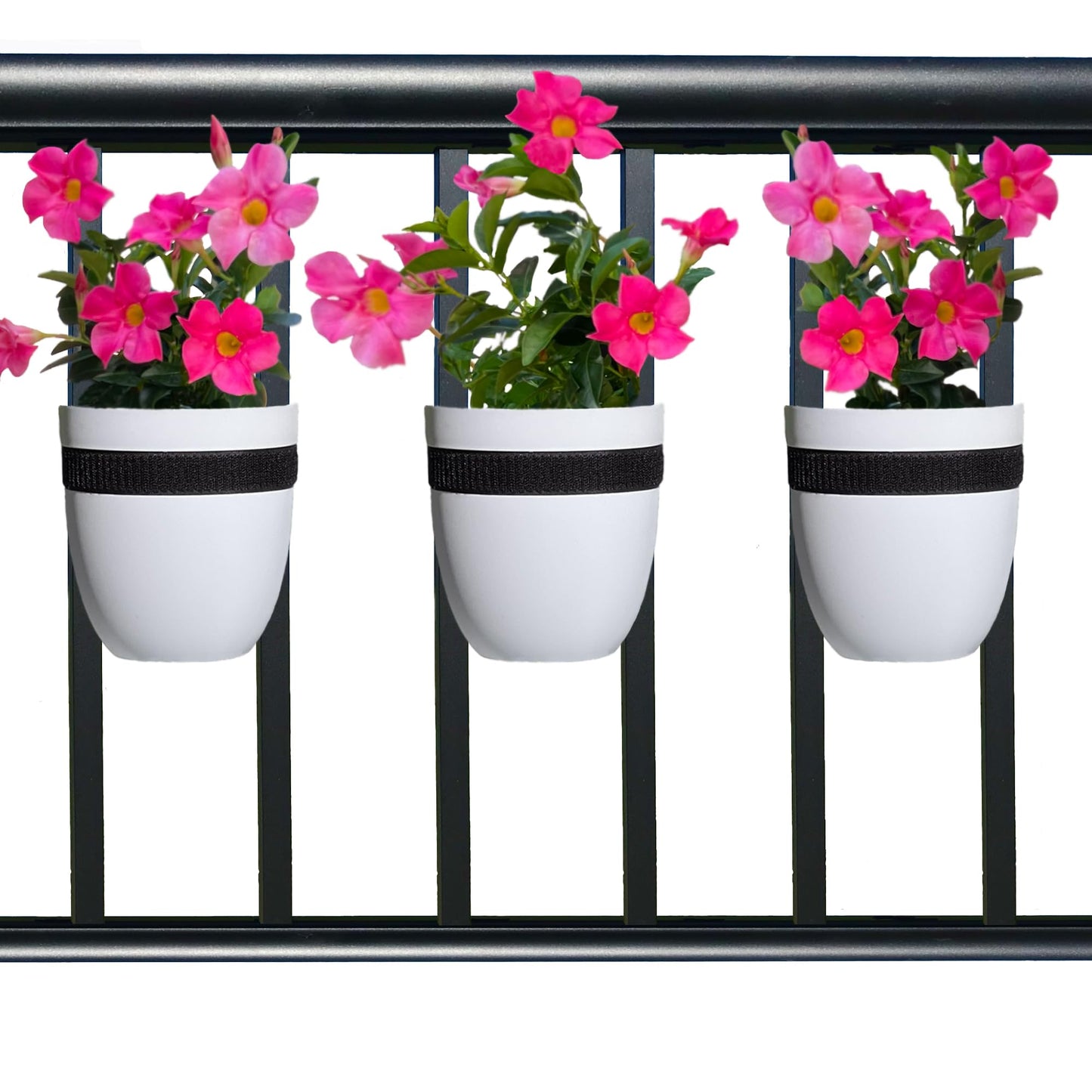 Balcony Buddies Railing Planter for Outdoor Plants (6-inch, 3-Pack) | Hanging Planter for Railings, Fence Posts | Balcony Wall Planter for Herbs, Flowers and Succulents | Made in The USA