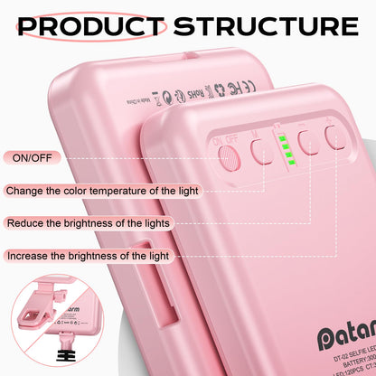 Rechargeable Soft Selfie Light for Phone, Camera, Laptop, 4-14H Battery Portable LED Light for Pictures, Phone Light Clip for Selfie, Vlog, TikTok, Makeup, Video Conference Black