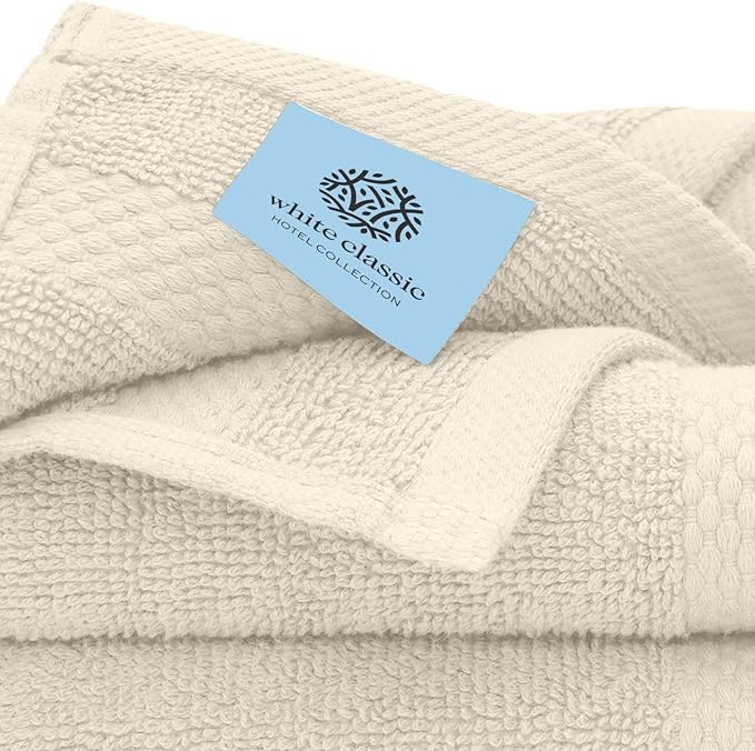 White Classic Luxury Cotton Washcloths 13x13 Inch