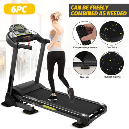 Mipcase 6-Pack Treadmill Mats 3.93X3.93X0.39 Inch Thick Non-Slip Anti-Vibration Equipment Mats for Floor Protection and Noise Reduction in Home Gym