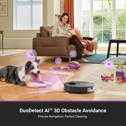 Eureka E20 Plus Robot Vacuum and Mop Combo, Robot Vacuum Cleaner with Bagless Self Emptying Station, 45-Day Capacity 8000Pa Suction and Anti Hair-Tangling Brush App Control LiDAR Navigation
