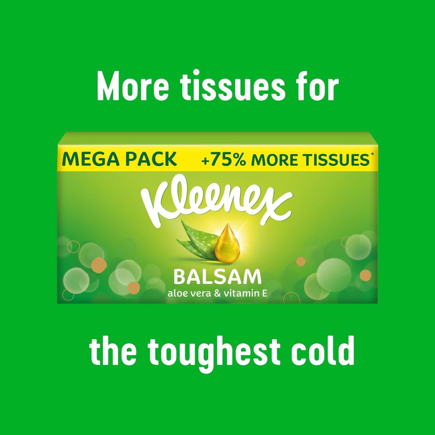 Kleenex® Balsam Facial Tissues - Pack of 12 Tissue Boxes - Balm Tissues Protect and Soothe Your Nose When You've Got a Cold - Balmcare® with Aloe Vera, Vitamin E and Calendula
