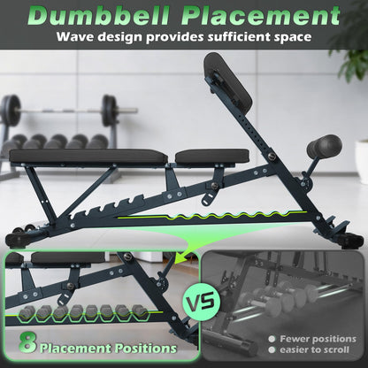 HEMERIS Adjustable Weight Bench with Roman Chair, 1000 LBS Utility Workout Bench for home gym MAX Sit/Decline/Incline Up Bench Press Exercise Equipment 75°to -20°FID Strength Training(Black)