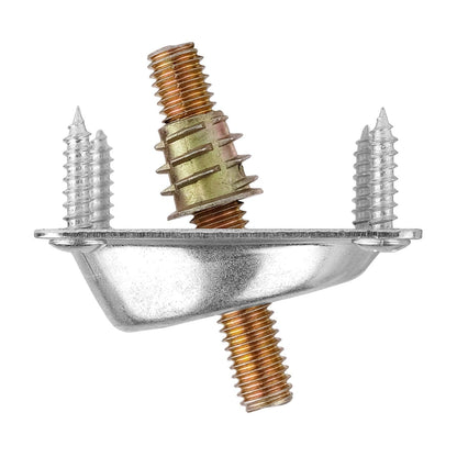 14 Degree Angled Leg Mounting Plates Furniture Table Leg Attachment Plates Brackets T-Plate M8 Sofa Legs with Hanger Bolts,Converters, Screws,Full Set of 4