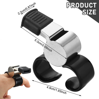Kathfly 2 Pieces Finger Grip Whistle Official Hockey Referee Whistle Football Soccer Hand Held Whistle Metallic Loud Sports Whistle with Rubber Sleeve for Coaches Polices Referees