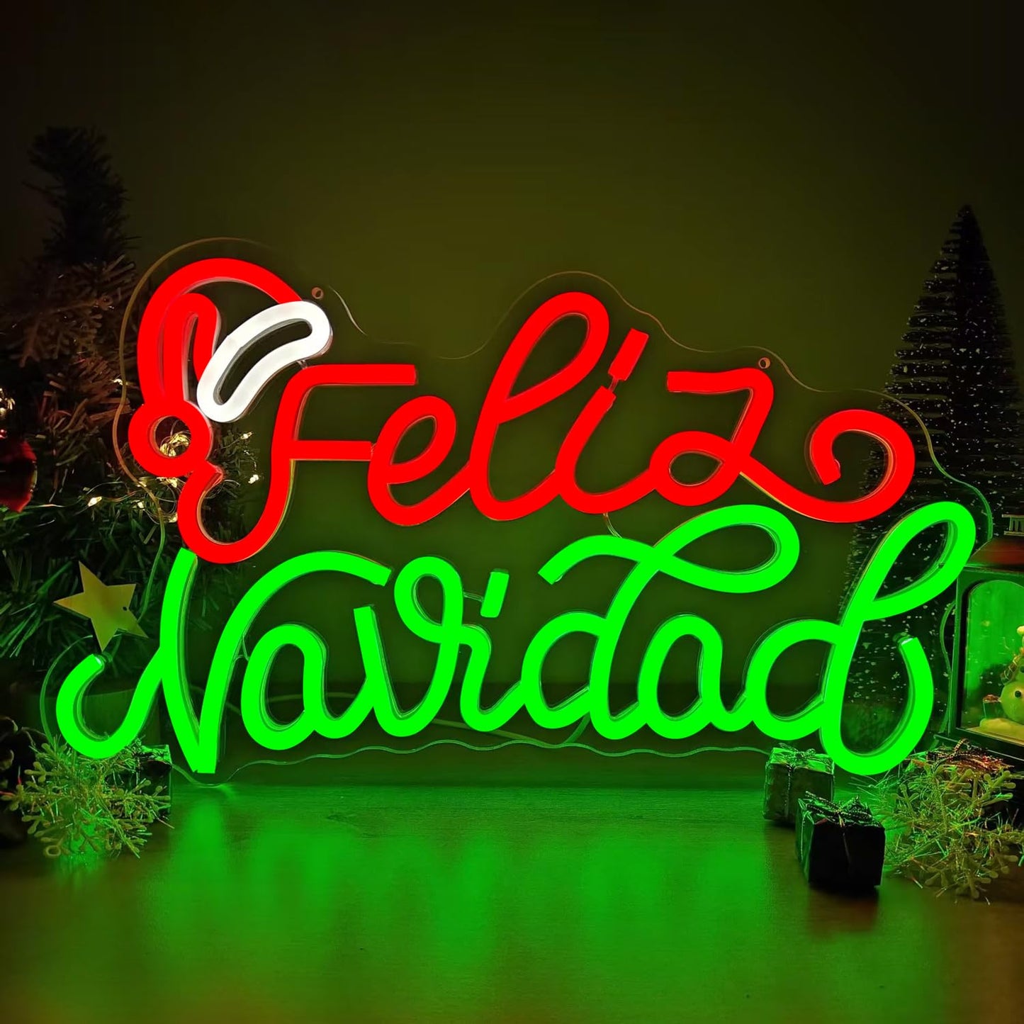 Merry Christmas Neon Sign Dimmable Feliz Navidad Neon Sign for Wall Decor LED Neon Mexican Christmas Decorations for Window, Bedroom, Living Room, Feliz Navidad Backdrop Neon Light for Party Gift