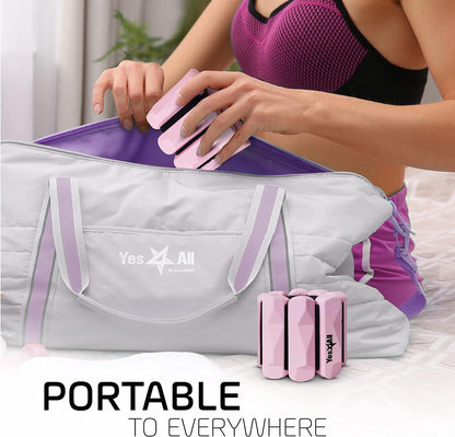 Yes4All Wrist & Ankle Weights, Adjustable Silicone Ankle weights for Women Men Home Gym Workout, Yoga, Dance, Cardio, Pilates, Aerobics, Walking and Running (1lbs/Pair) - Pink