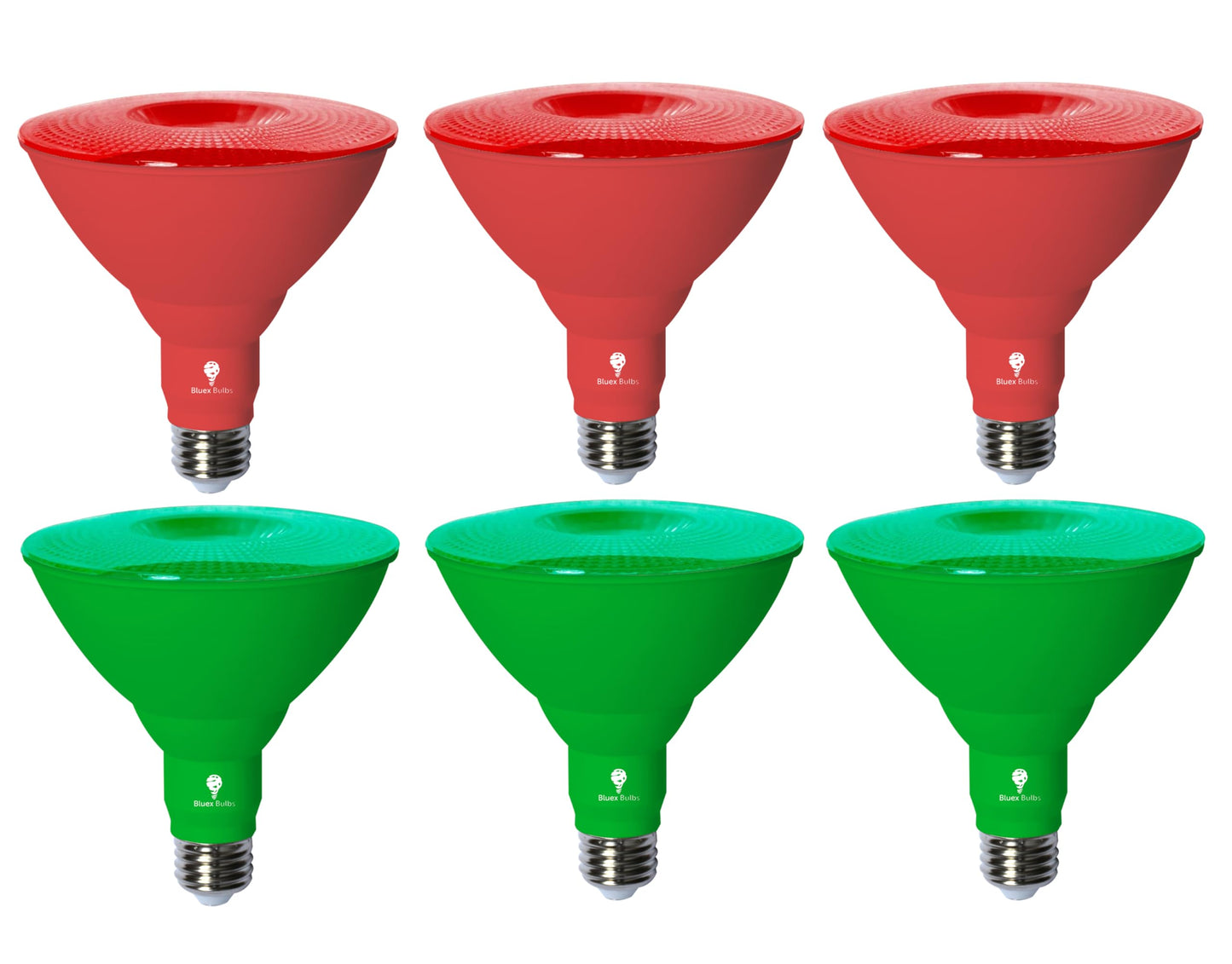 6 Pack BlueX LED Par38 Flood Green Red Light Bulb - 18W (120Watt Equivalent) - Dimmable - Green Red E26 LED Lights, Party Decoration, Porch, Home Christmess Lighting