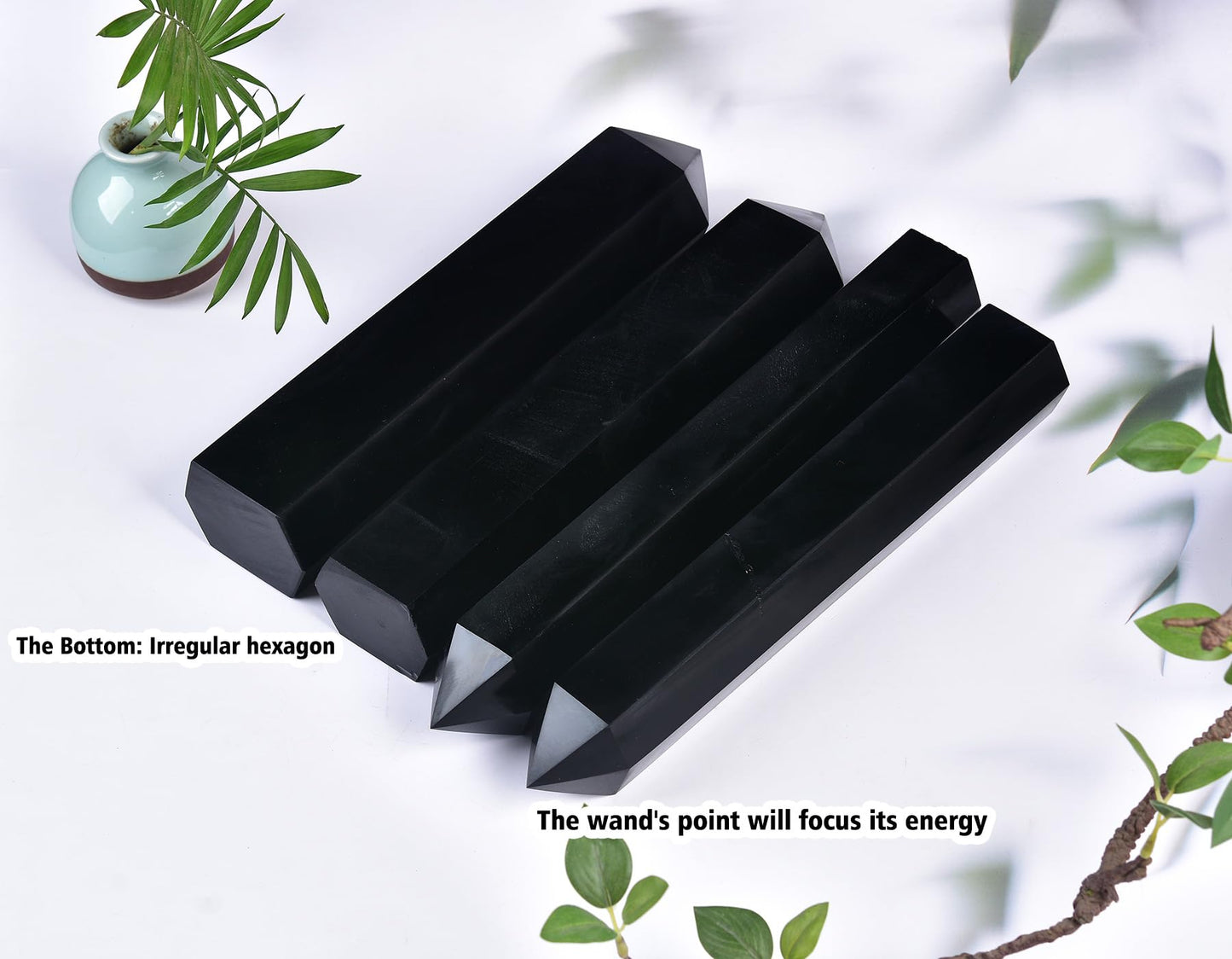AMOYSTONE Black Obsidian Column 3.5-4 Lbs Hexagonal Crystal Tower Natural Volcanic Glass Obelisk Point for Living Room Feng Shui Home Display Bookcase Showcase Setup