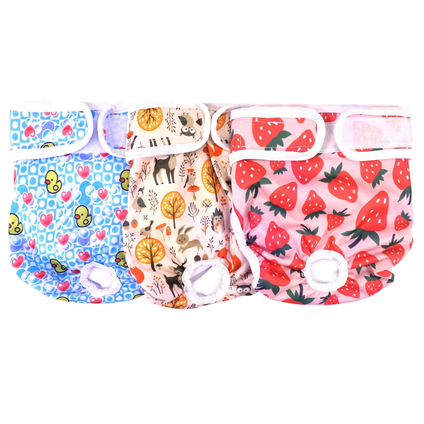 Medo 3 Packs Reusable Dog Nappies, Super Absorbent Washable Dog Diapers Puppy Sanitary Wraps Panties for Female Pet Incontinence and Long Travels 40-50 cm/15.7-19.7 (M), pink+blue+yellow