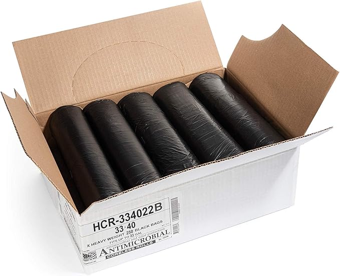 Aluf Plastics High Density Trash Bags, 33 Gallon, 22 Micron,