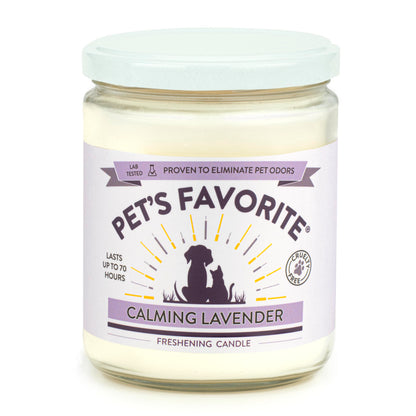 Pet's Favorite Calming Lavender Pet Odor Candle, Clean Burning, Long Lasting Scented Candles with a Natural Fiber Wick and 70 Hour Burn Time, Pack of 1