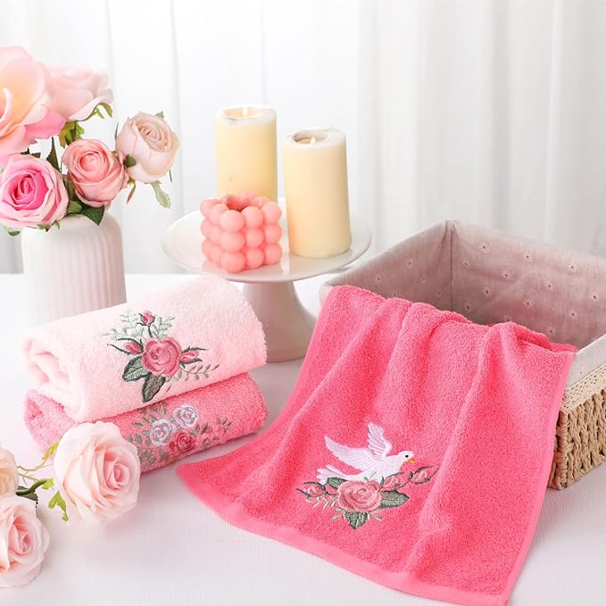 Rose Floral Hand Towels Farmhouse Pink Rose Bathroom Decor 14x29 Inch