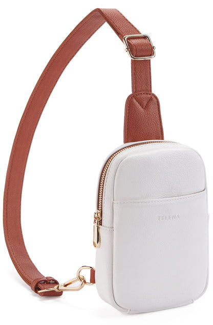 Telena Small Sling Bag for Women Leather Crossbody Fanny Packs Chest Bag for Women