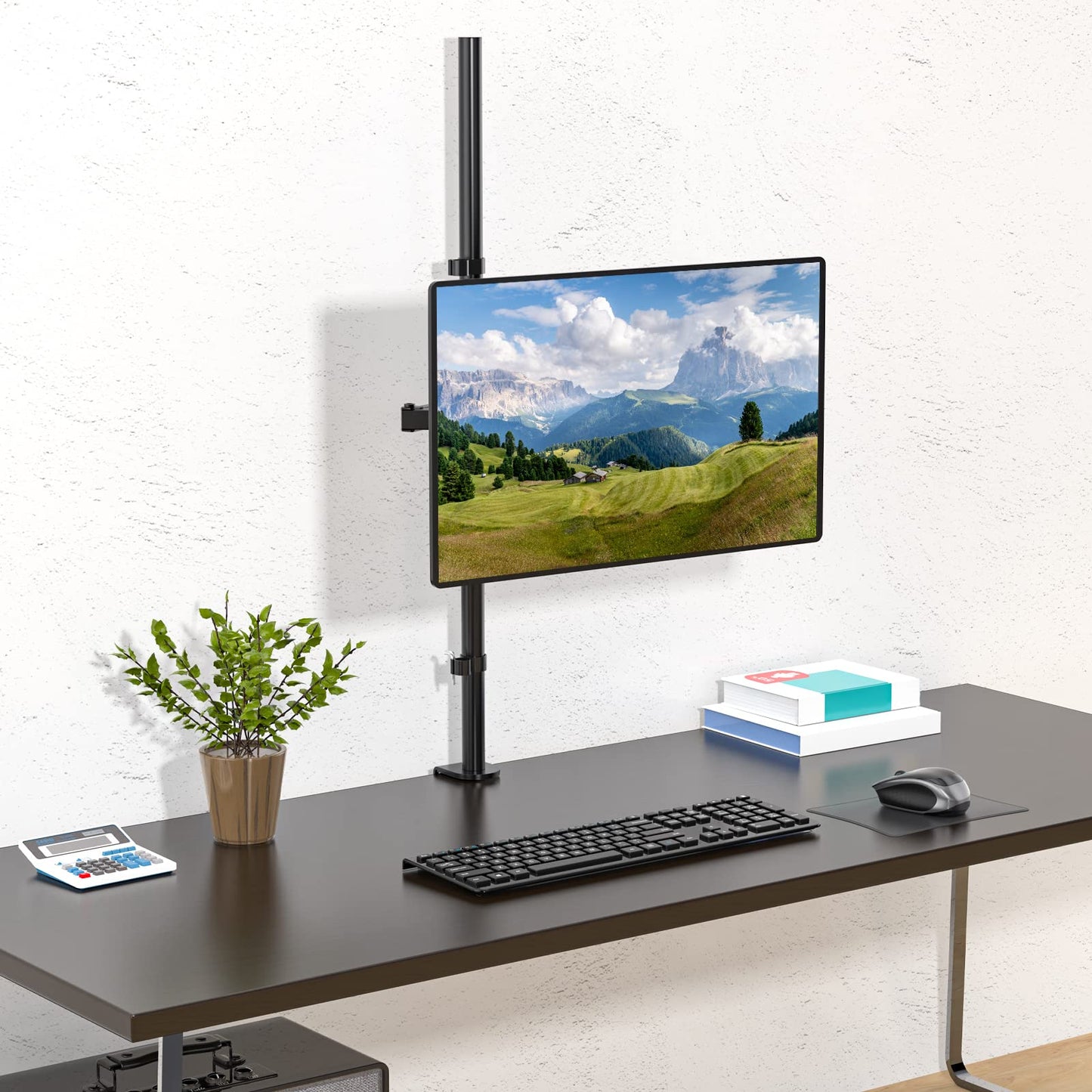 WALI Monitor Arm Mount for Desk, Single Extra Tall Computer Desk Mount, Monitor Bracket Mount Stand Single, up to 32 inch, 22 lbs (M001XL), Black