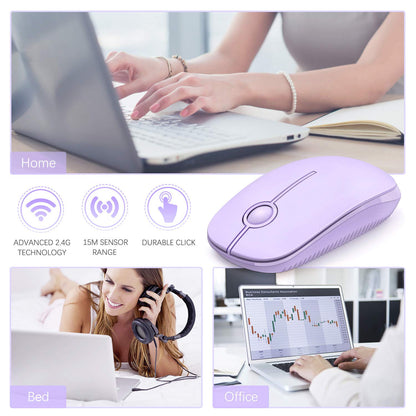 VssoPlor Wireless Mouse, 2.4G Slim Portable Computer Laptop Mouse with Nano Receiver Quiet Silent Optical Mice for Notebook, PC, Laptop, Computer-Black and Gold