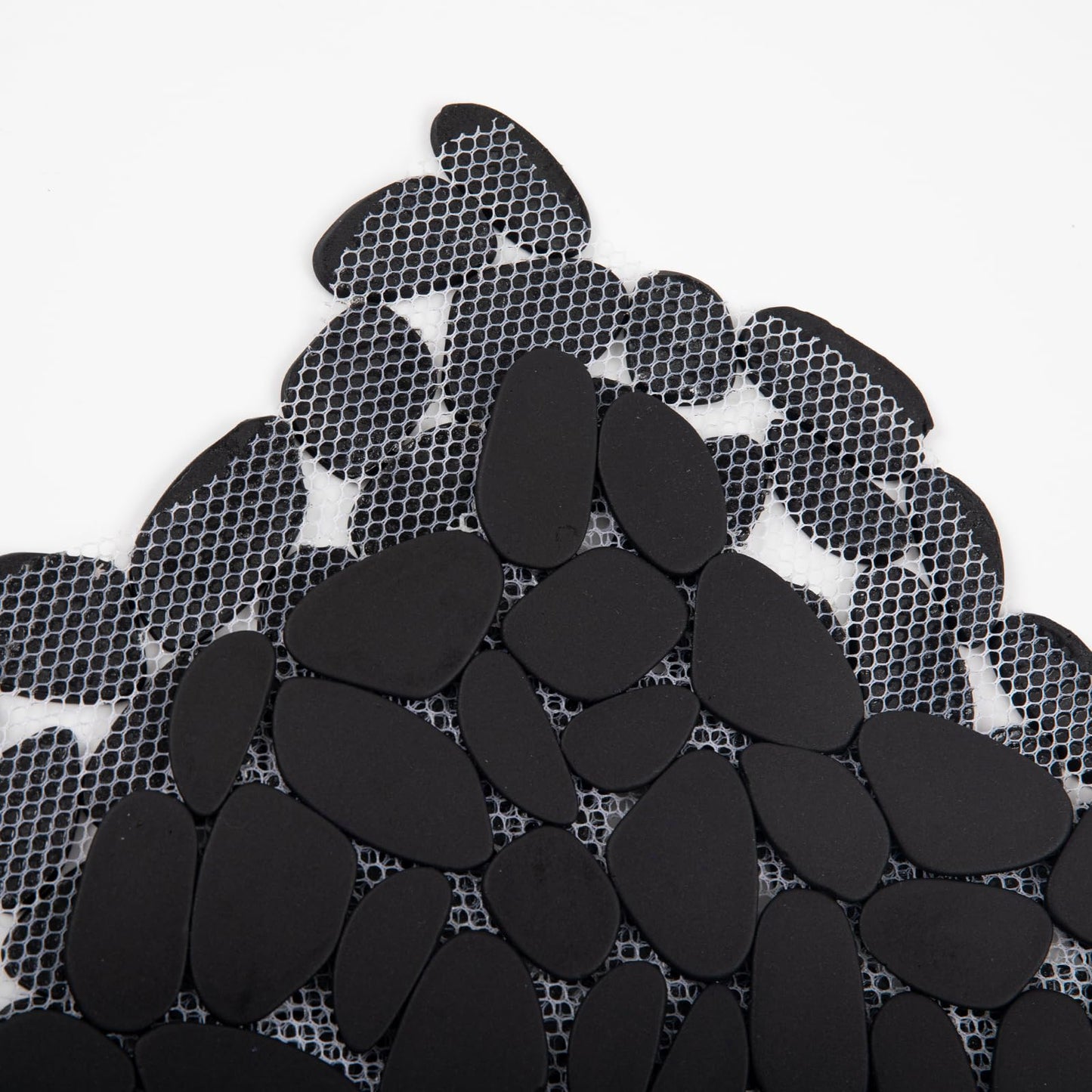 Adolif Pebble Tile for Shower Floor, Black Long Oval Pebble Mosaic Backsplash for Kitchen Bathroom Wall and Floor Tile and Outdoor Areas, 5 Sheets
