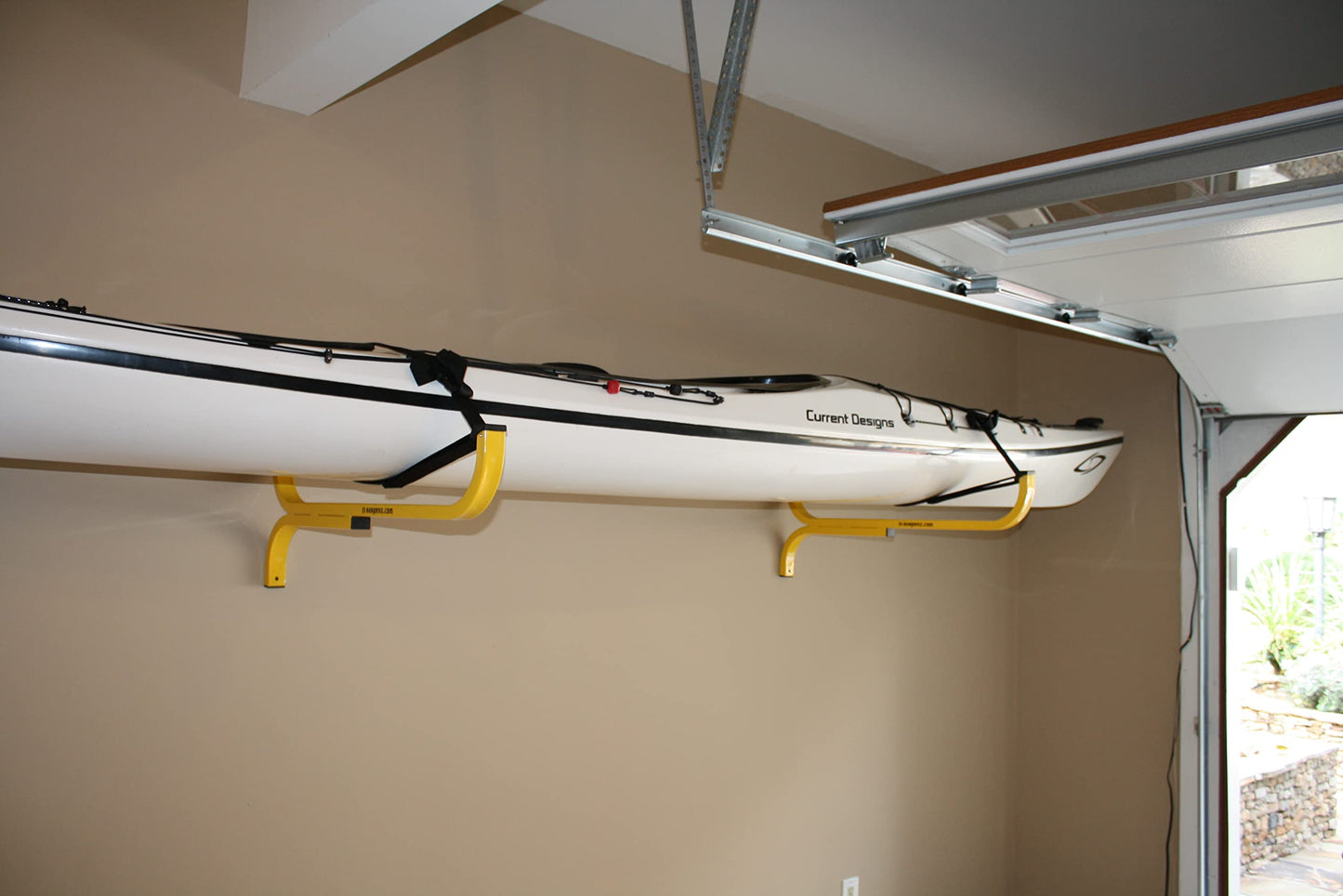 SUSPENZ Kayak Storage Rack, Flat Wall Hanger/Hook for Canoe, Kayak, SUP Storage, Indoor & Outdoor Use, Safety Straps, Holds 125 lbs (11-8801)