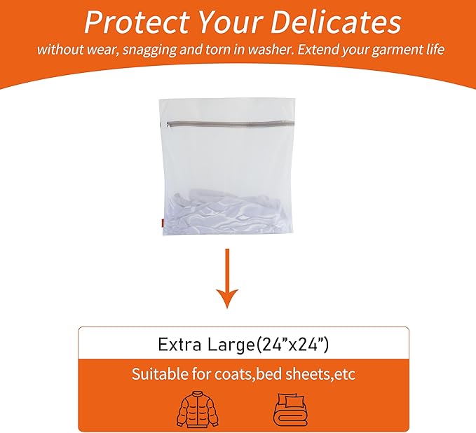 Polecasa 2Pcs 24 x 24 Inches Extra Durable Fine Mesh Laundry Bags