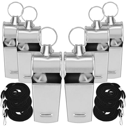 BENACES Metal Whistle, Whistles for Adults with Lanyard, 6 Pack Coaches Sport Whistle, Teacher Whistle, Referee Whistle, Suitable for Coaching/Refereeing/Athletic Training/Pet Training