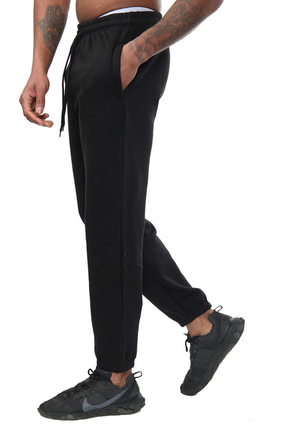 Mens Fleece Jogging Bottoms S-6XL (L, Black)