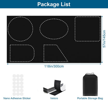 100% Blackout Curtains for Bedroom, Portable DIY Window Blinds, No Drill Window Shades & Blackout Blinds with Stickers & Tabs for Travel, Dorm Room, Media Room (118" x 57")