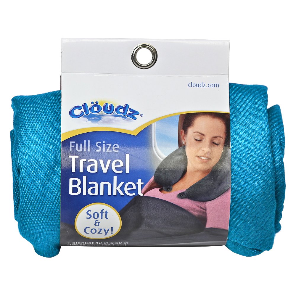 Cloudz Cozy Compact Airplane Travel Blanket for Your Flight, Car, Camping, Home or Comforting Warmth Anywhere! - Sky Blue