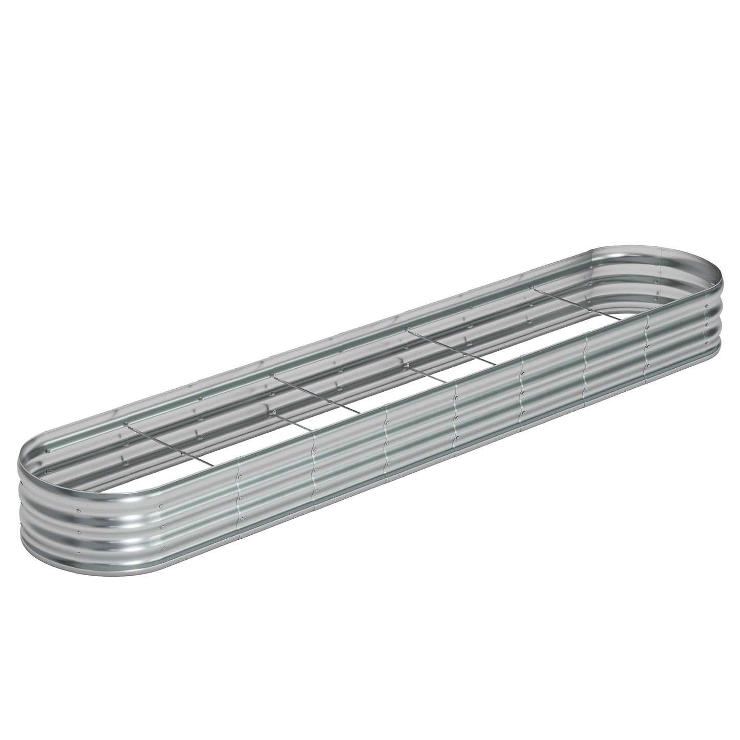 Yortrek Galvanized Raised Garden Bed Outdoor, 12x1.5x1ft Metal Heavy Duty Planter Boxes for Gardening, Easy Assemble Bottomless Small Oval Plant Container Kit for Vegetable, Flower, Fruit, Silver