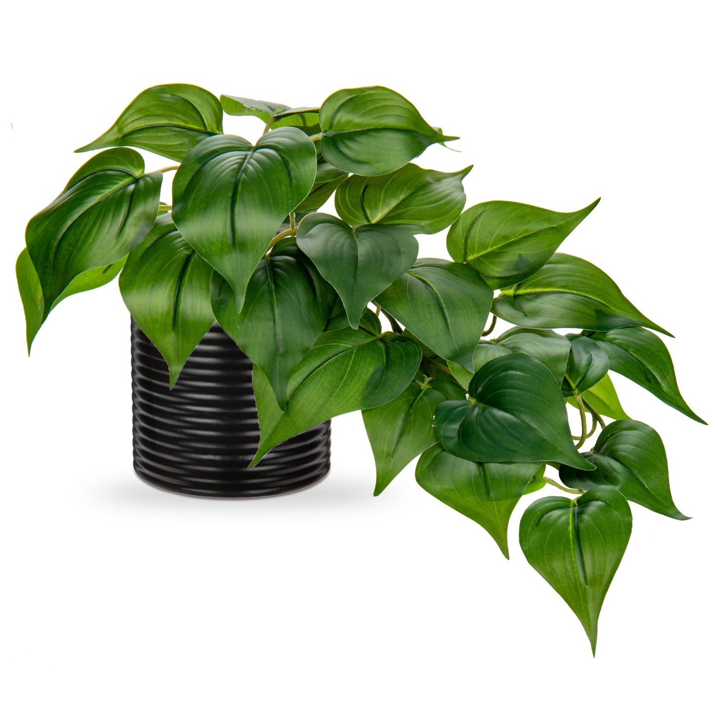 Hollyone Artificial Plants Potted Fake Plants in Black Ceramic Pot Faux Pothos Plants Indoor for Home Living Room Shelf Office Aesthetic Decor