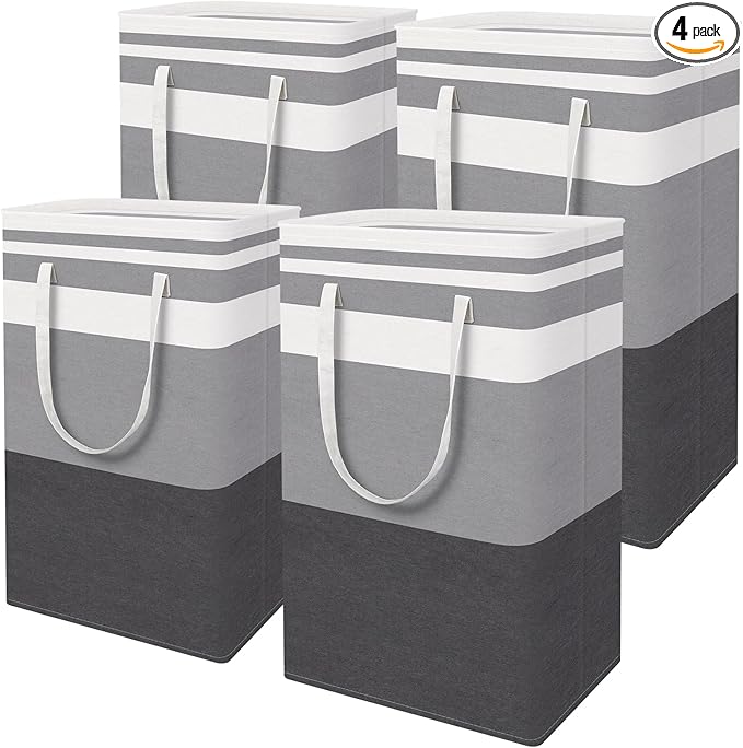 HomeHacks 4-Pack Large Laundry Basket, Waterproof, Freestanding Laundry Hamper