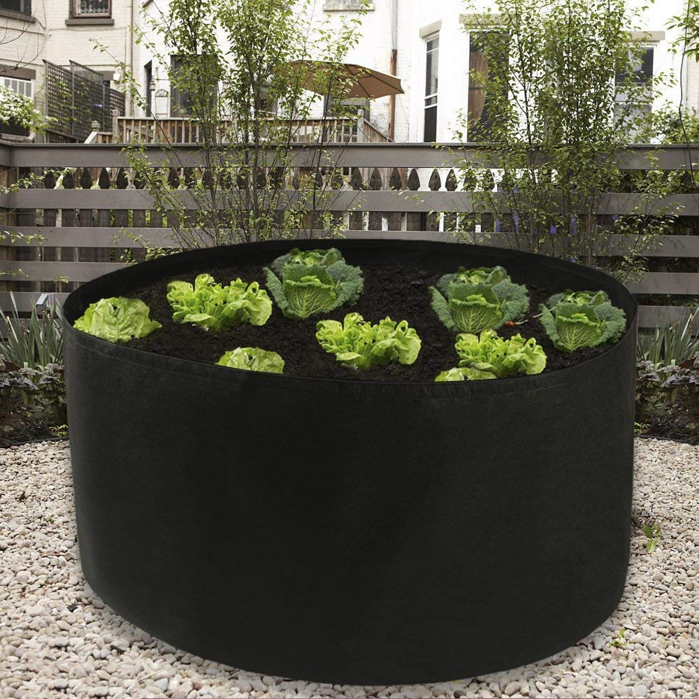 Xnferty 150 Gallons Extra Large Round Raised Garden Bed, Deep Soil Diameter 46"/ Height 22" Planting Container Grow Bags Durable Felt Fabric Planter Pot for Plants,Vegetables,Flowers (Black)