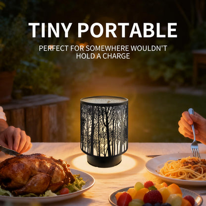 HEKALU Battery Operated Table Lamp, Cordless Lamps for Home Décor, Nightlight with LED Bulb with Timer for Living Room Bedroom Tabletop Entryway Centerpiece Gift (Forest)